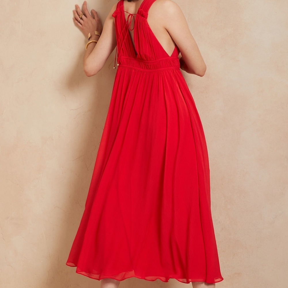 Banana Republic Crinkle Midi Dress with Silk